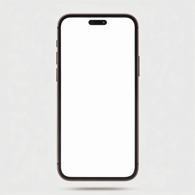 Realistico front view mockup di smartphone mobile iPhone cornice viola con display bianco vuoto