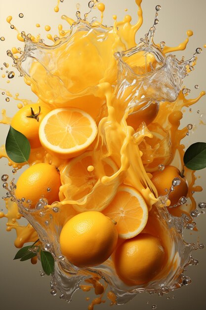 Realistico ftuiys giallo succo splash burst composizione con immagini spray