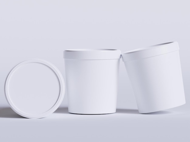Realistico imballaggio di gelati a colore bianco 3D