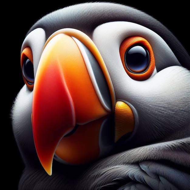 Realistico pappagallo colorato isolato su sfondo nero Wildlife generato da AI