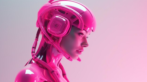 Realistico robot umano rosa neon