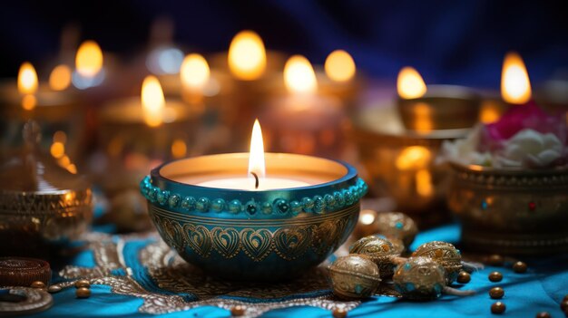 Realistico sfondo della lampada ad olio per Diwali Deepavali Hindu Puja Devi Pooja e altri usi