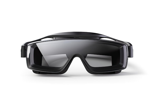Realtà virtuale vetro nero isolato su sfondo bianco