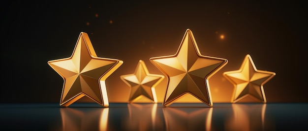 Recensione di valutazione della stella d'oro su sfondo 3D con il simbolo Premium