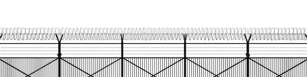 Recinzione in filo spinato in acciaio su sfondo bianco isolare Rendering 3d del confine del territorio