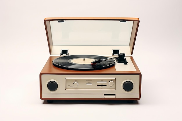 Record player vintage su sfondo bianco Generative Ai