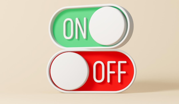 Red and green on and off toggle switches d rendering