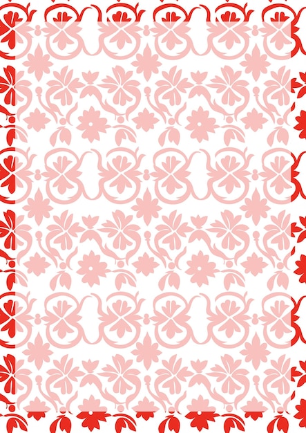 Red and Pink Floral Damask Pattern