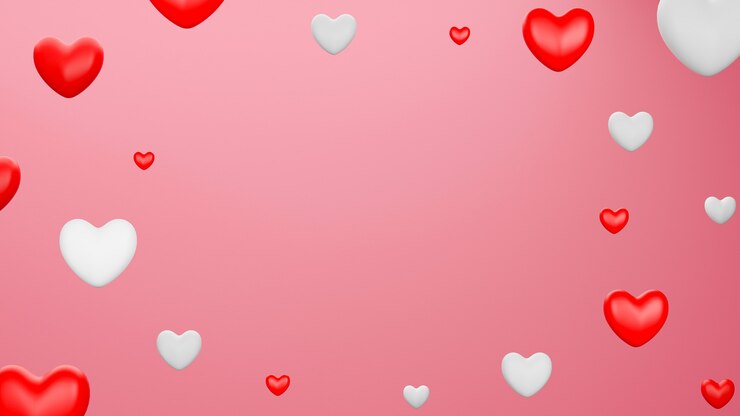 Red and white heart with black background. Valentine's day concept. ThreeD Rendering illustration. 