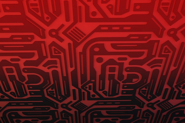 Red background with microchip