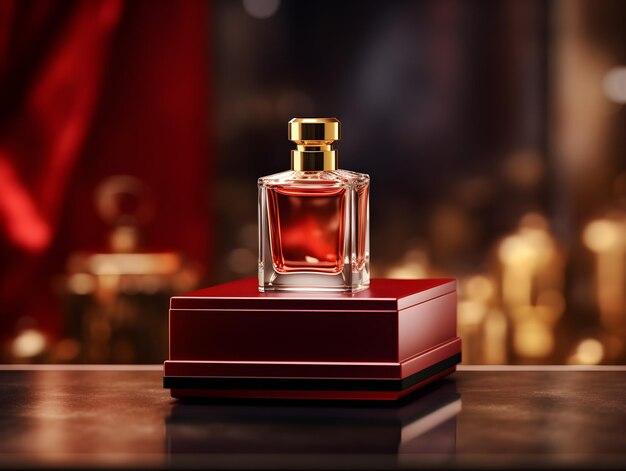 Red Bottle Luxury Parfume Mockup