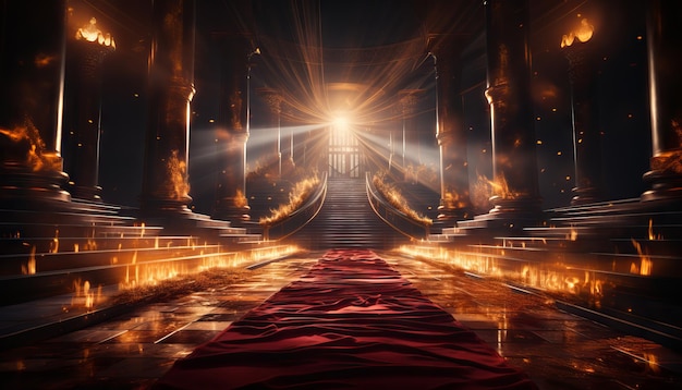 Red Carpet Bollywood Stage Maroon Steps Spot Light Sfondo dei Golden Regal Awards