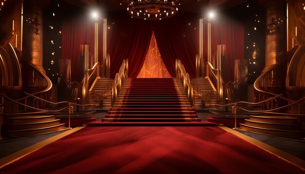 Red Carpet Bollywood Stage Maroon Steps Spot Light Sfondo dei Golden Regal Awards