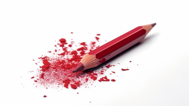 Red Crayon Wax Pencil su sfondo bianco Ai generativa