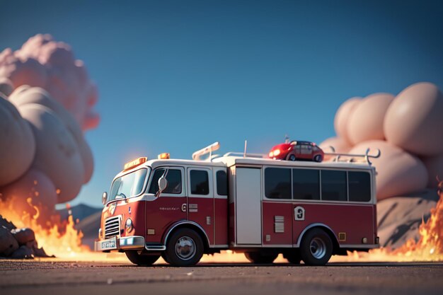 Red Fire Truck Fire Prevention Control Disaster Special Vehicle Wallpaper Illustrazione di sfondo