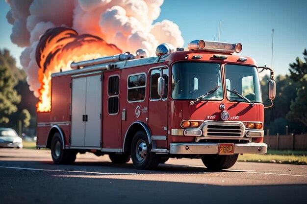 Red Fire Truck Fire Prevention Control Disaster Special Vehicle Wallpaper Illustrazione di sfondo