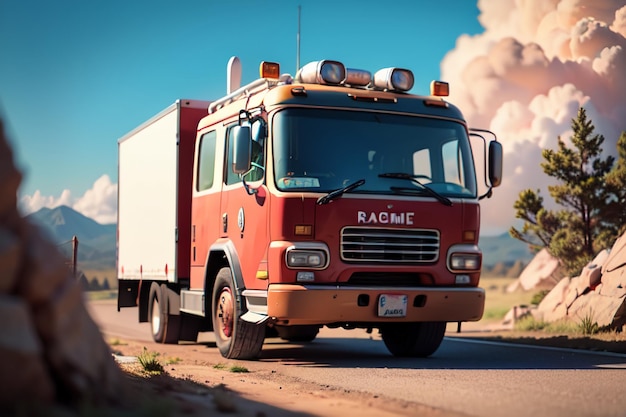 Red Fire Truck Fire Prevention Control Disaster Special Vehicle Wallpaper Illustrazione di sfondo