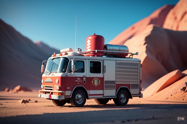 Red Fire Truck Fire Prevention Control Disaster Special Vehicle Wallpaper Illustrazione di sfondo