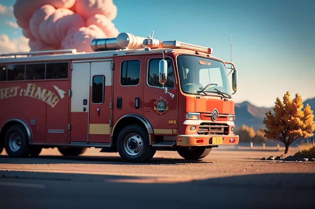 Red Fire Truck Fire Prevention Control Disaster Special Vehicle Wallpaper Illustrazione di sfondo