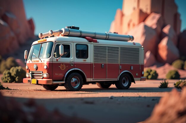 Red Fire Truck Fire Prevention Control Disaster Special Vehicle Wallpaper Illustrazione di sfondo