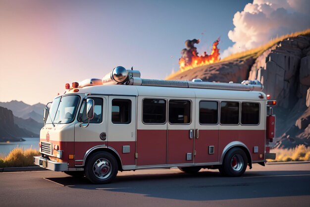 Red Fire Truck Fire Prevention Control Disaster Special Vehicle Wallpaper Illustrazione di sfondo