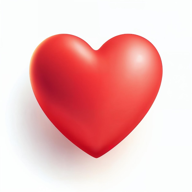 Red Heart on White Background