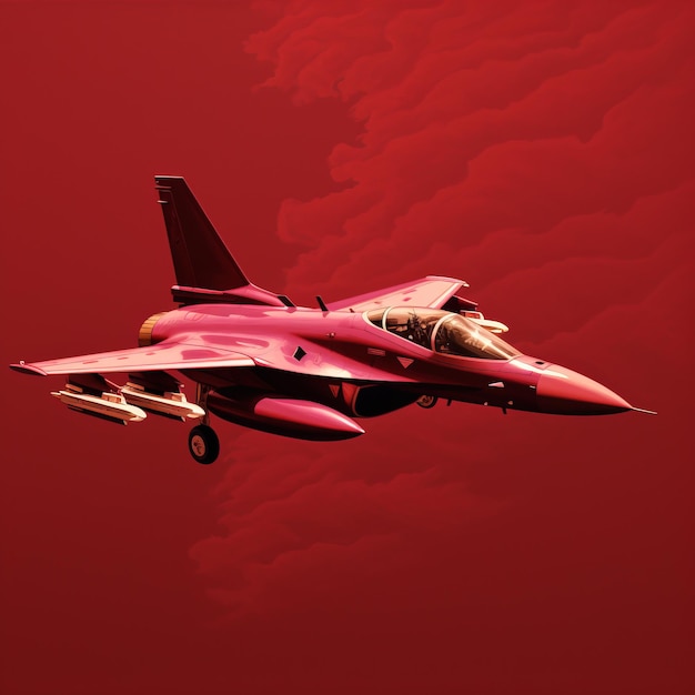 Red Jet Flying Illustrazioni fotorealistiche nello stile dei New Fauves