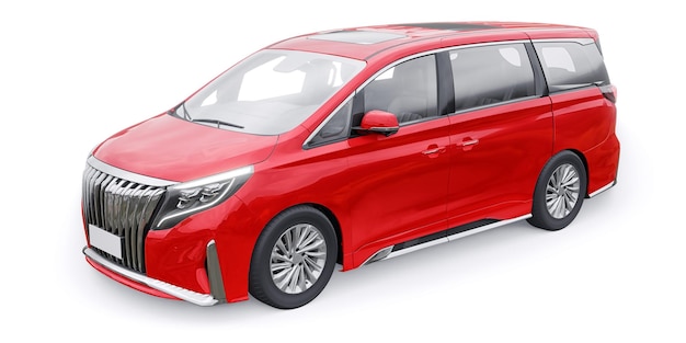 Red Minivan famiglia city car Premium Business Car 3D illustrazione