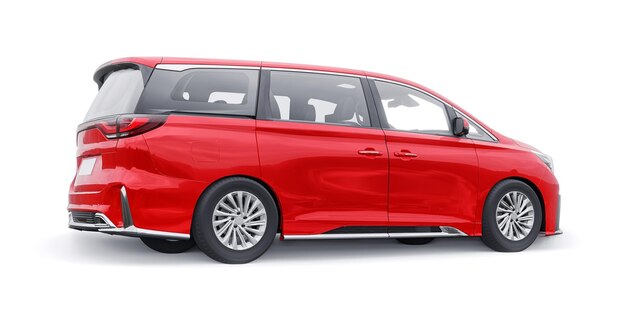 Red Minivan famiglia city car Premium Business Car 3D illustrazione