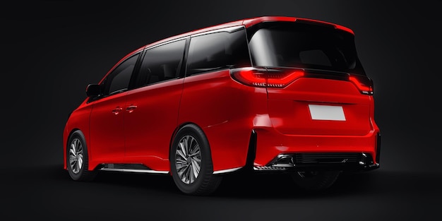 Red Minivan famiglia city car Premium Business Car 3D illustrazione