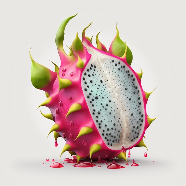 Red Pink Ripe Dragon fruit isolato su sfondo bianco frutto sano concetto