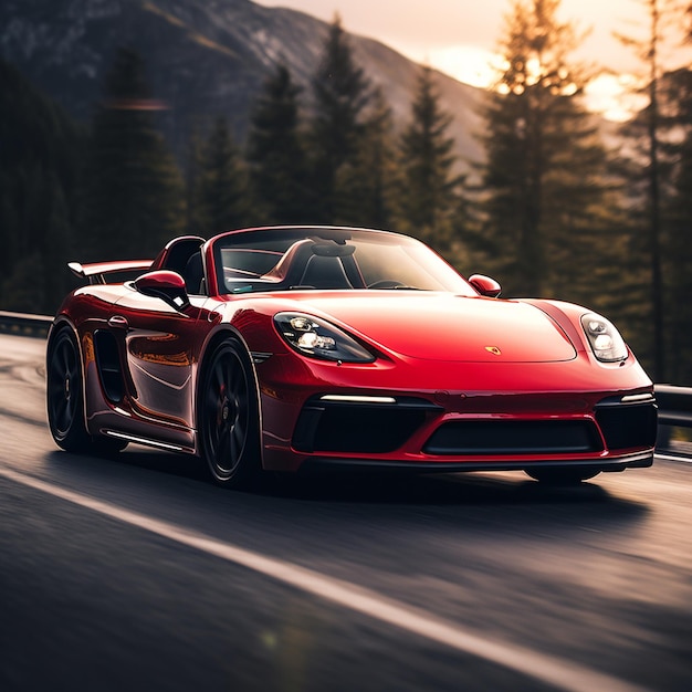 Red Porsche 718 Spyder RS AI generato