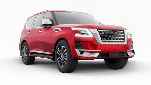 Red Premium Family SUV auto isolata su sfondo bianco rendering 3d