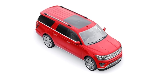 Red Premium Family SUV isolato su sfondo bianco rendering 3d