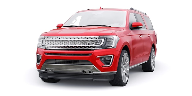 Red Premium Family SUV isolato su sfondo bianco rendering 3d