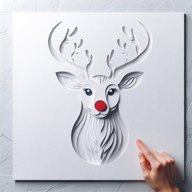 Rednosed Reindeer Papercut Pura Eleganza Bianca