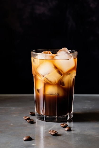 Refreshing Iced Latte su un minuscolo tavolo generato dall'IA