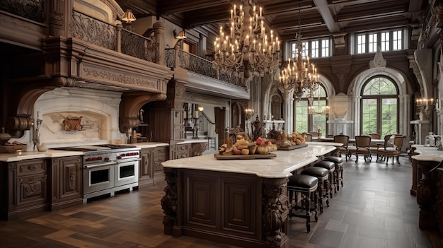 Regal Estate Kitchen Eleganza Dettagli ornamentali e lusso senza tempo