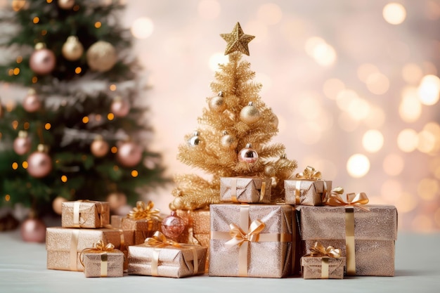 Regali di decorazioni festive e albero di natale