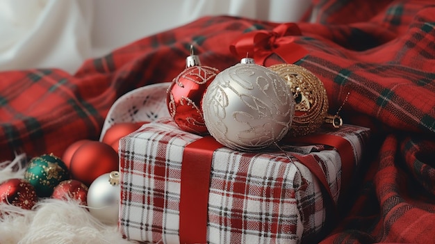 Regali di Natale e decoro in primo piano in un accogliente ambiente di Capodanno Concept di tempo invernale