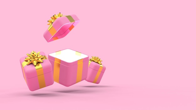 Regali di natale rosa su sfondo bianco - rendering 3D