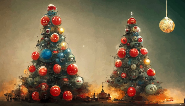Regali di Natale sotto l'albero di Natale illustrazione di Natale