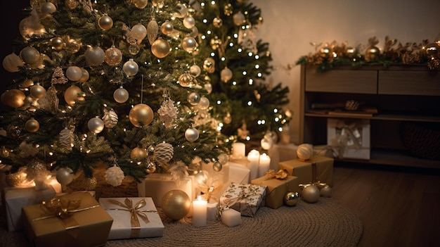 Regali di Natale sotto un albero di Natale