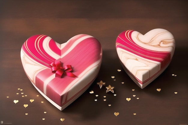 Regalo di San Valentino Hearts Love Romance su bellissimo sfondo romantico AI generato