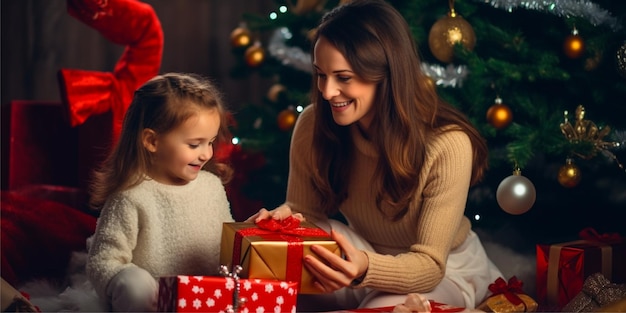 regalo unboxing di madre e figlia