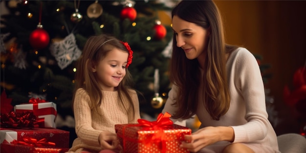 regalo unboxing di madre e figlia