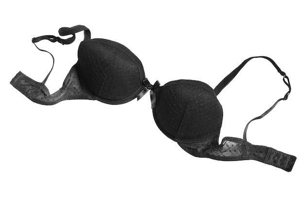 Reggiseno di lingerie nero isolato su sfondo bianco