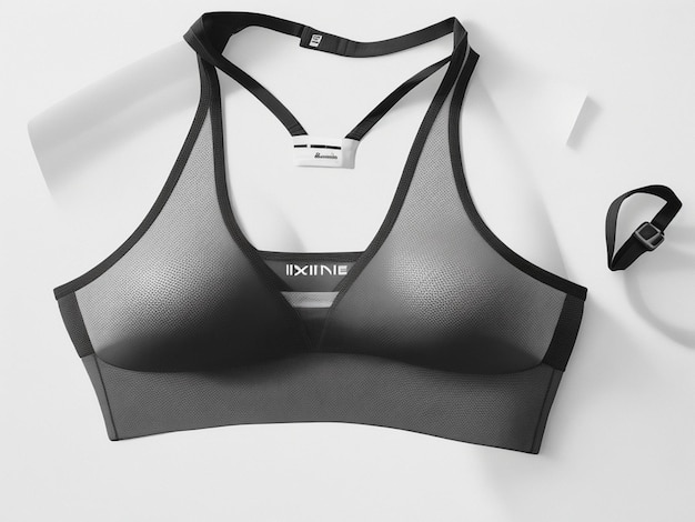 reggiseno sportivo in tono grigio e nero isolato su sfondo bianco piatto