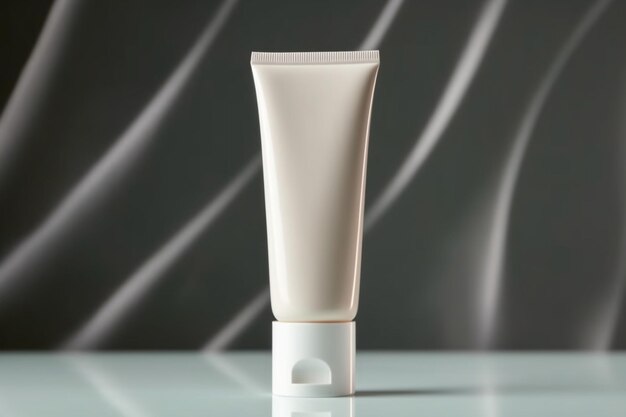 Regime di bellezza personalizzato Il tubo di crema bianco senza marchio su un tavolo fornisce uno spazio vuoto