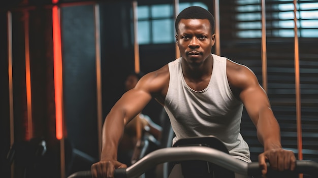 Regime di ginnastica allenamento dell'atleta nero